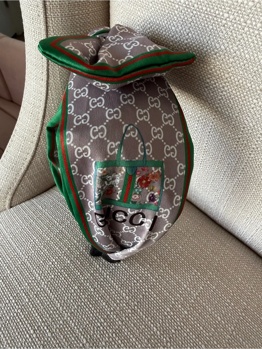 Custom Handmade Headband Gucci GG Fabric Green Red Bow